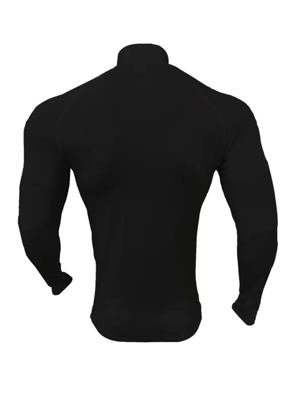 Men's Solid Long Sleeve Compression Tee, Casual Comfy Breathable T-shirt for Spring & Fall, Men's Top for Gym Workout Running, Stretch Athletic Tee 4