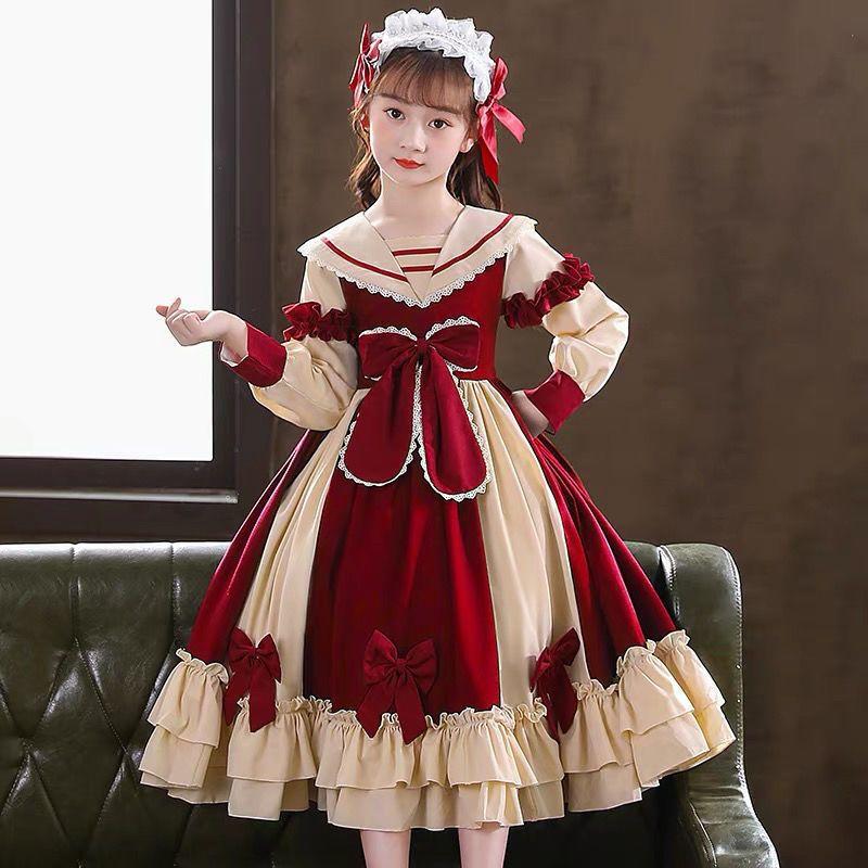 Váy Công Chúa Lolita, Cho Bé Gái, Hàng Mới Về 2024, Váy Dài Tay, Quần Áo Mùa Thu Cho Trẻ Em, Phong Cách Preppy, Váy Thời Trang 9