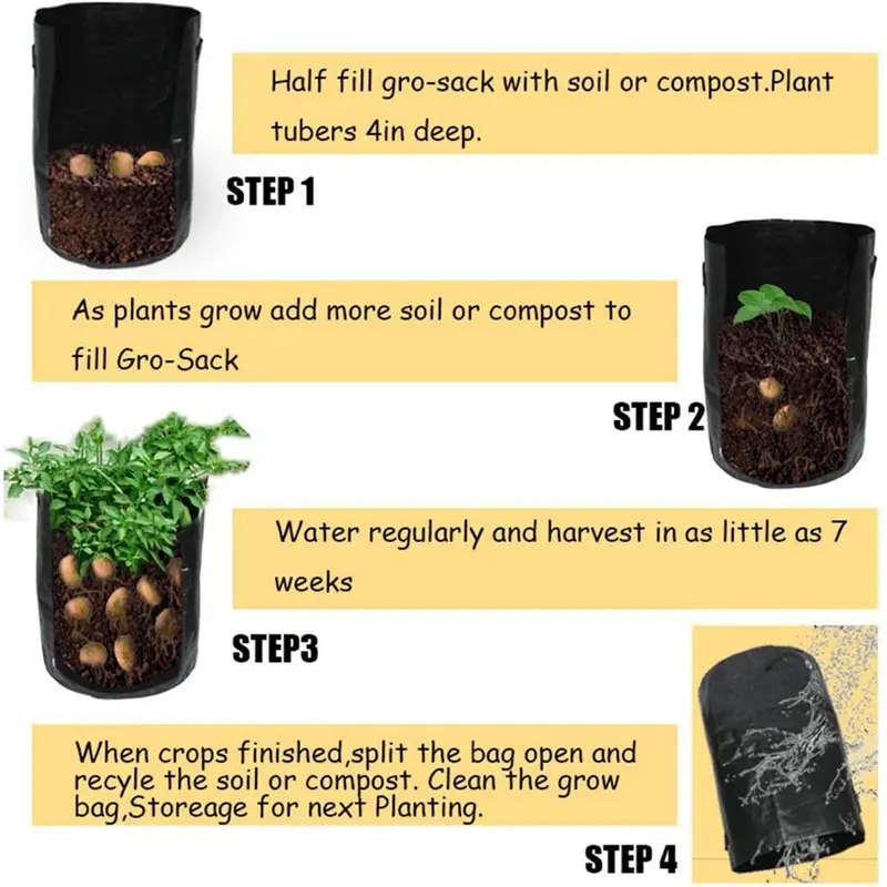 Potato Planting Bag, 2pcs/set Multifunctional Planting Bag with Handle, Planting Pot for Onion, Fruit, Tomato, Carrot 4