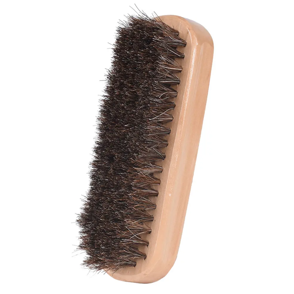 Shoe Brush Care Shoes Cleaning Boots Sneaker Cleaner Wooden Horse Mane 14X4.5CM Brown