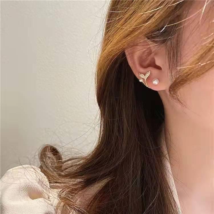Bông tai nữ thời trang đuôi cá Bluehope giá rẻ mẫu mới nữ tính dễ thương hàn quốc BT28 Khuyên Tai Hoa Tai Voi 4