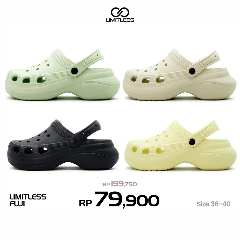 Limitless Sandal Fuji Polos Selop Wanita  Sendal Cewek Slip On Sendal Wanita Wedges Terbaru Kekinian Karet 1