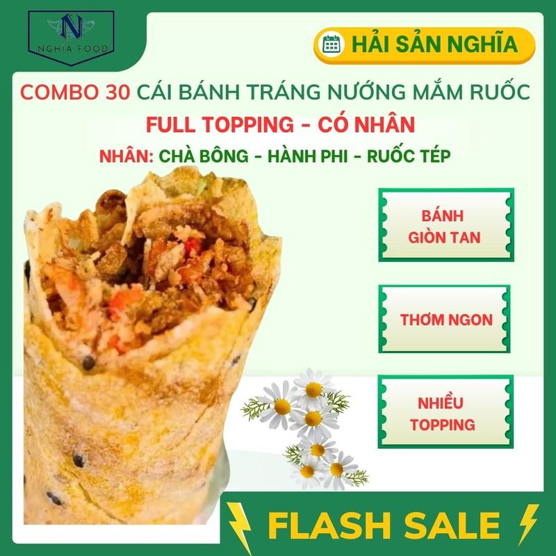 FULL TOPPING - 30 Cái Bánh Tráng Nướng Mắm Ruốc Giòn Tan, Thơm ngon, Hiệu Anh Bảy Mập - Ăn Vặt Thức Ăn - Snack - Food - Đặc Sản Phan Rang - Hải Sản Nghĩa