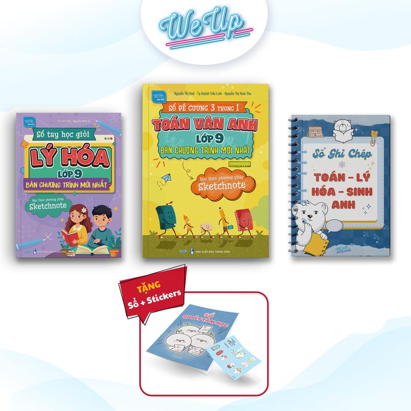 SÁCH LỚP 9 - CHƯƠNG TRÌNH MỚI: COMBO SỔ ĐỂ CƯƠNG LỚP 9: Sổ Đề cương 3 trong 1 Toán Văn Anh lớp 9, Sổ tay học giỏi Lý Hóa lớp 9 và Sổ ghi chép 5 môn
