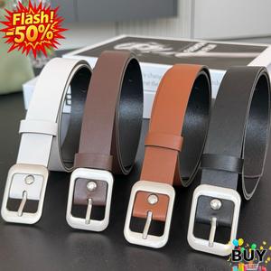 เข็มขัดหนัง สำหรับผู้หญิง หัวเข็มขัดสี่เหลี่ยม กว้าง 2.3 ซม. เหมาะสำหรับกางเกงยีนส์ กางเกง กระโปรง เดรส เข็มขัดราคาถูก มีสีดำ ขาว อูฐ และสีกาแฟ