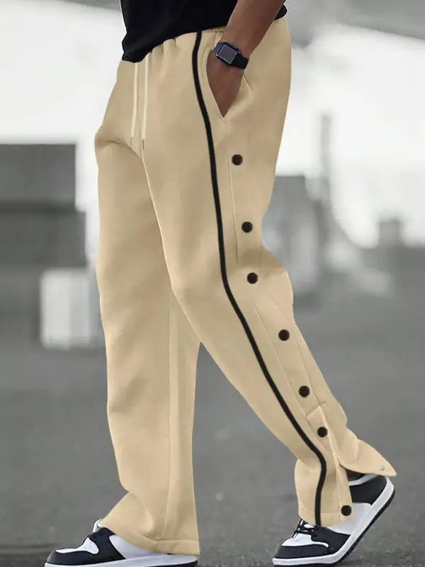 Men's Pants, Regular Fit Casual Comfy Breathable Drawstring Waist Trousers for Fall & Winter, Men's Bottoms for Daily Wear 2