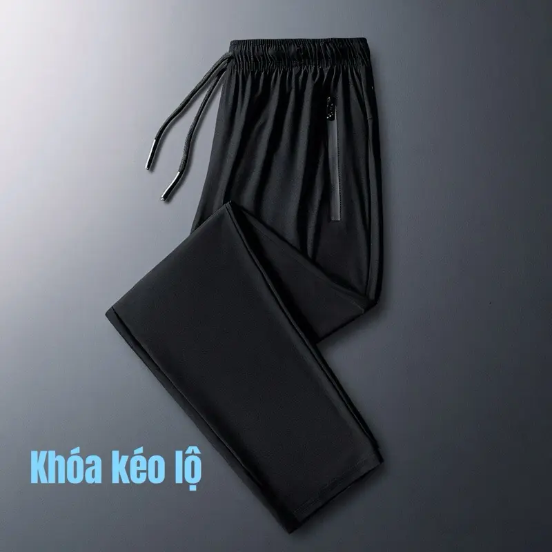 ( Ống suông KHÓA ) Quần dài nam ống suông thun Poly phong cácH thể thao trơn có khóa túi form rộng có big size 8