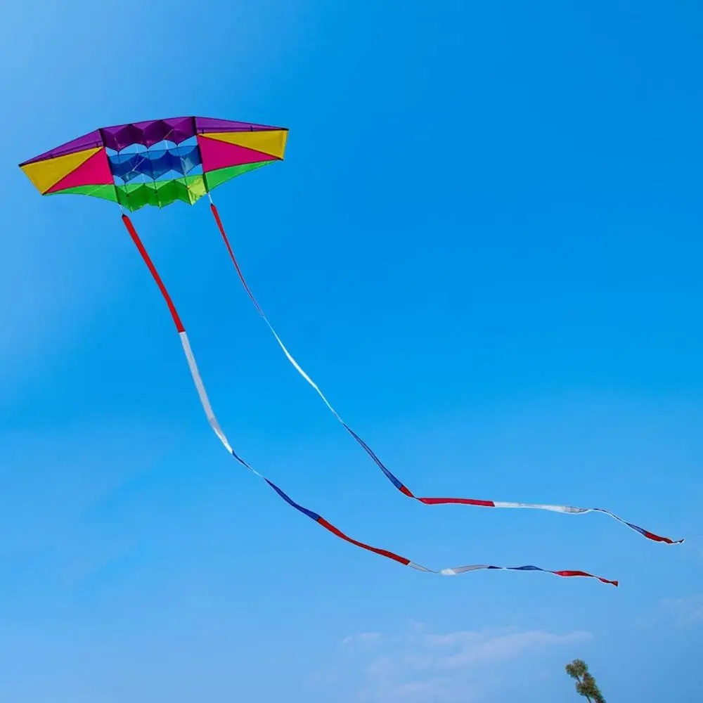 3D Fly Kite Traction Kite Easy Carrying 10M Tails Beach Kites Children Game Activity Colorful for Lawn Travel Yard