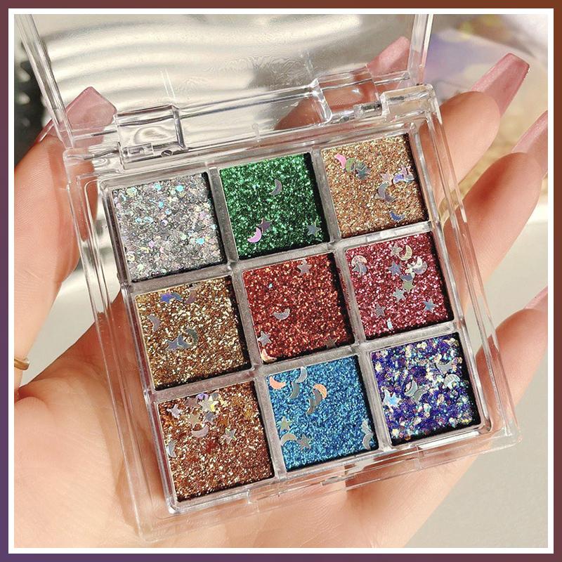 【ANISAHEN】Palet Perona Mata Payet Sembilan Warna 【ANISAHEN】Palet Perona Mata Payet Sembilan Warna