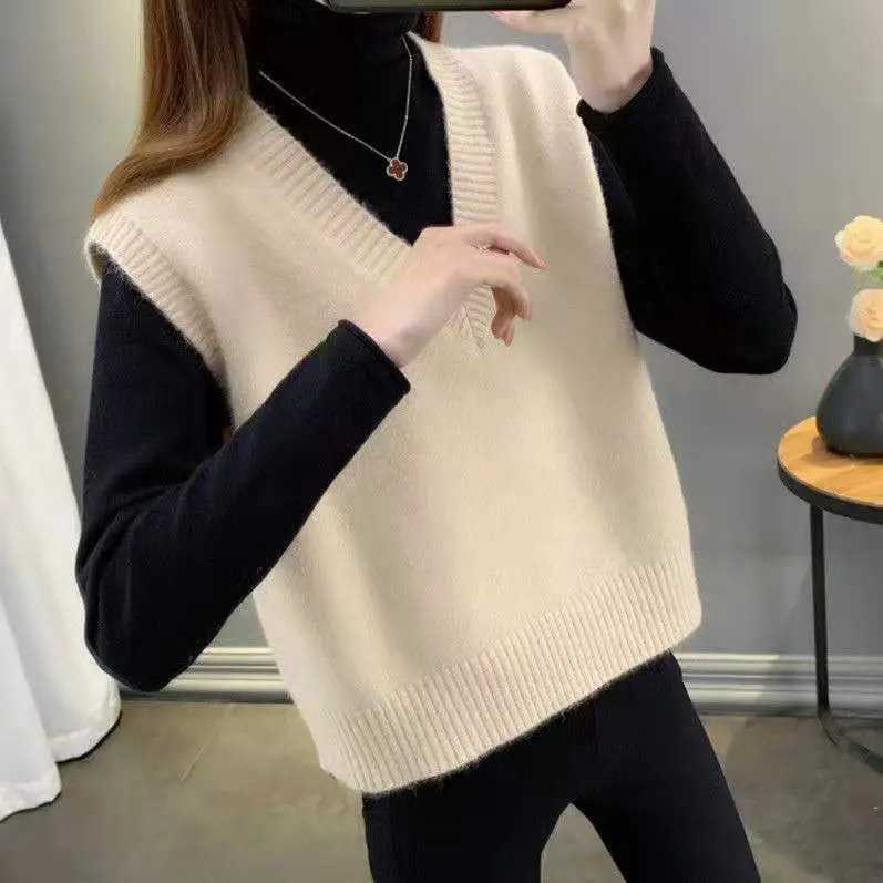 Áo Vest Nữ, Cổ Chữ V, Dệt Kim, Hàng Mới Về Cho Mùa Xuân Và Mùa Thu, Dễ Phối Đồ Ngoài Trời, Thích Hợp Cho Nữ, Lovito, Hàng Đầu