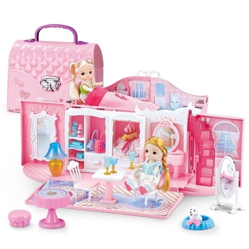  Đồ Chơi Nhà Búp Bê Baby Đóng Lại Thành Túi Xách Căn Phòng Búp Bê Có Nội Thất Quà Tặng Sinh Nhật Cho Bé Gái Toy 