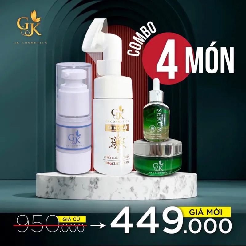 Compo Face Gk 4 Món ( Kem Face, Serum Rau Má, Sữa Rửa Mặt, Chống Nắng, Kèm Móc Khoá )