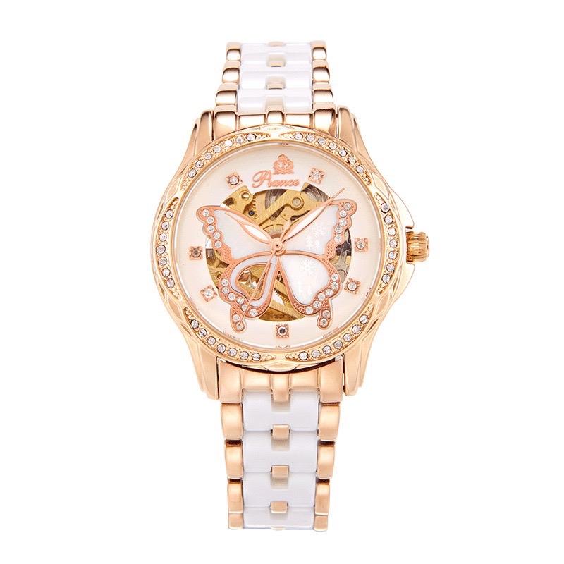 ĐỒNG HỒ CƠ NỮ CAO CẤP PHỐI GỐM SERAMIC {TẶNG KÈN HỘP+LẮC TAY } Women