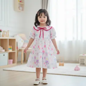 SAFA FASHION - Dress Delfiana Anak Perempuan Model Pita Santai Motif / Fashion Dress Anak Perempuan Korean Style Terlaris