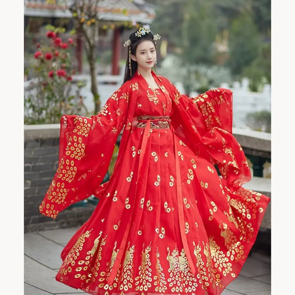 Quần Áo Trung Quốc Han, Trang Phục Cổ Trang Hàng Ngày Váy Cổ Tích Ruqun Bronzing Siêu Thanh Lịch, Thích Hợp Cho Mùa Xuân, Mùa Thu Và Mùa Hè, Bộ Đồ Phong Cách Trung Quốc, Vẻ Đẹp Say