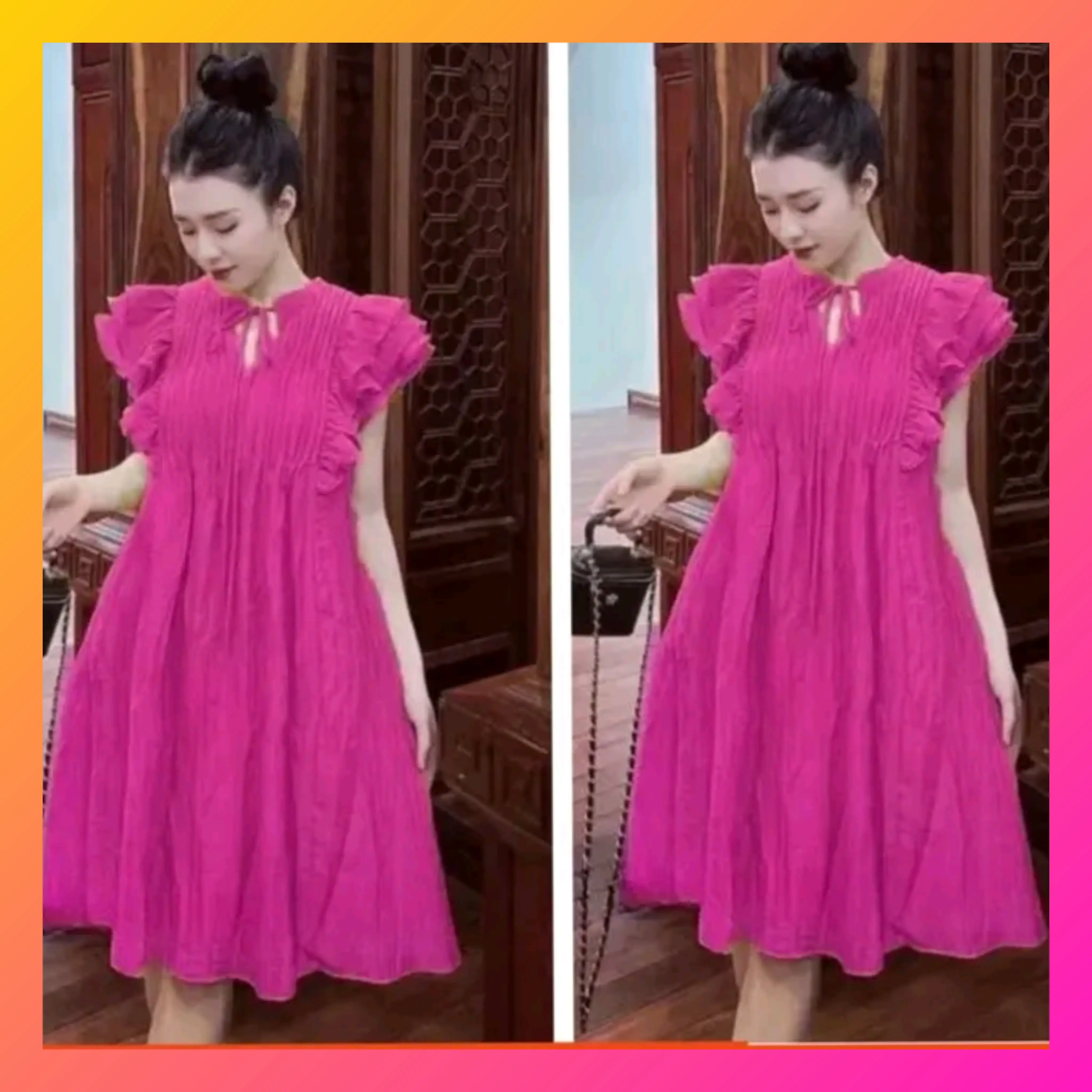 Đầm Bầu Váy Bầu Xinh Thời Trang Thiết Kế Cao Cấp Mặc Đi Chơi Đi Làm Dự Tiệc Nữ Women Dress Kem Hồng