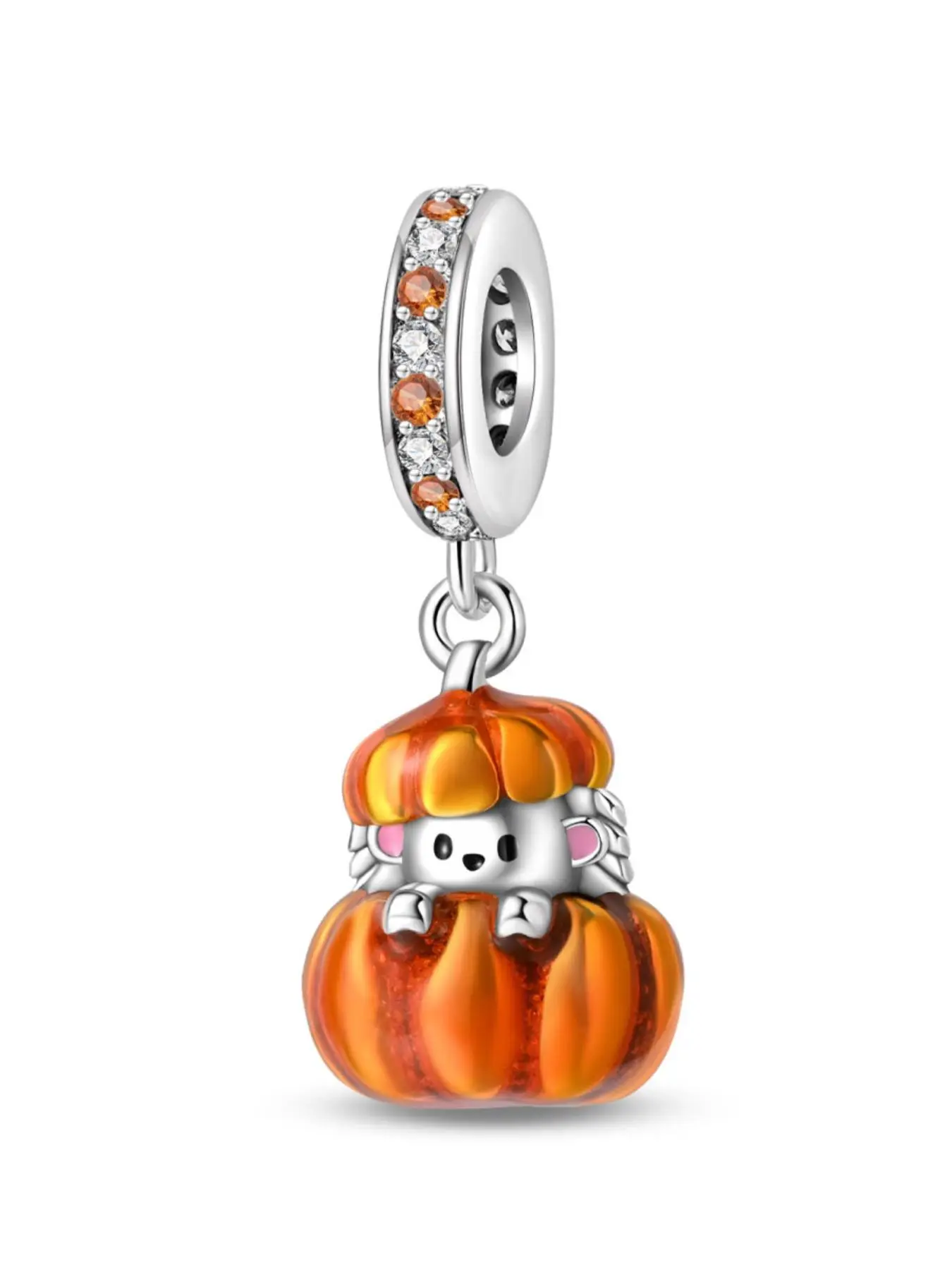 Cute Hedgehog Pumpkin Design Pendant, Rhinestone Decorated Pendant for Bracelet & Necklace, Fashion Accessories for Women & Girls
