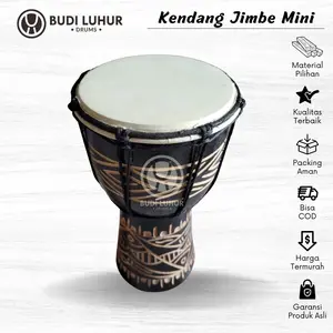 Kendang Jimbe 30cm Hitam Ukir Mainan Gendang Anak Kecil Ukuran Mini Termurah Berkualitas Toys