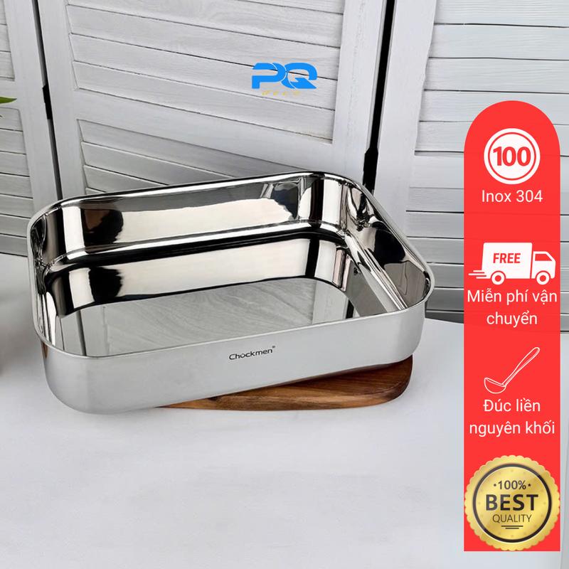  Khay chữ nhật chokmen inox 316 nướng bánh đựng trái cây đun nấu trên bếp từ đúc nguyên khối thép 3 lớp đa năng 