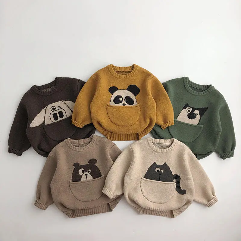 Kids Baby Clothes Sweaters Cartoon Boys Girls Knitwear Korean Style Children Infant Pullover Outwear
