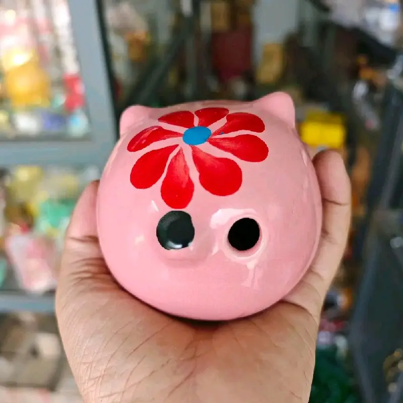 Heo Đất Mini Lỗ Tròn Gốm Sứ Bát Tràng Ống Tiết Kiệm Đựng Tiền 1