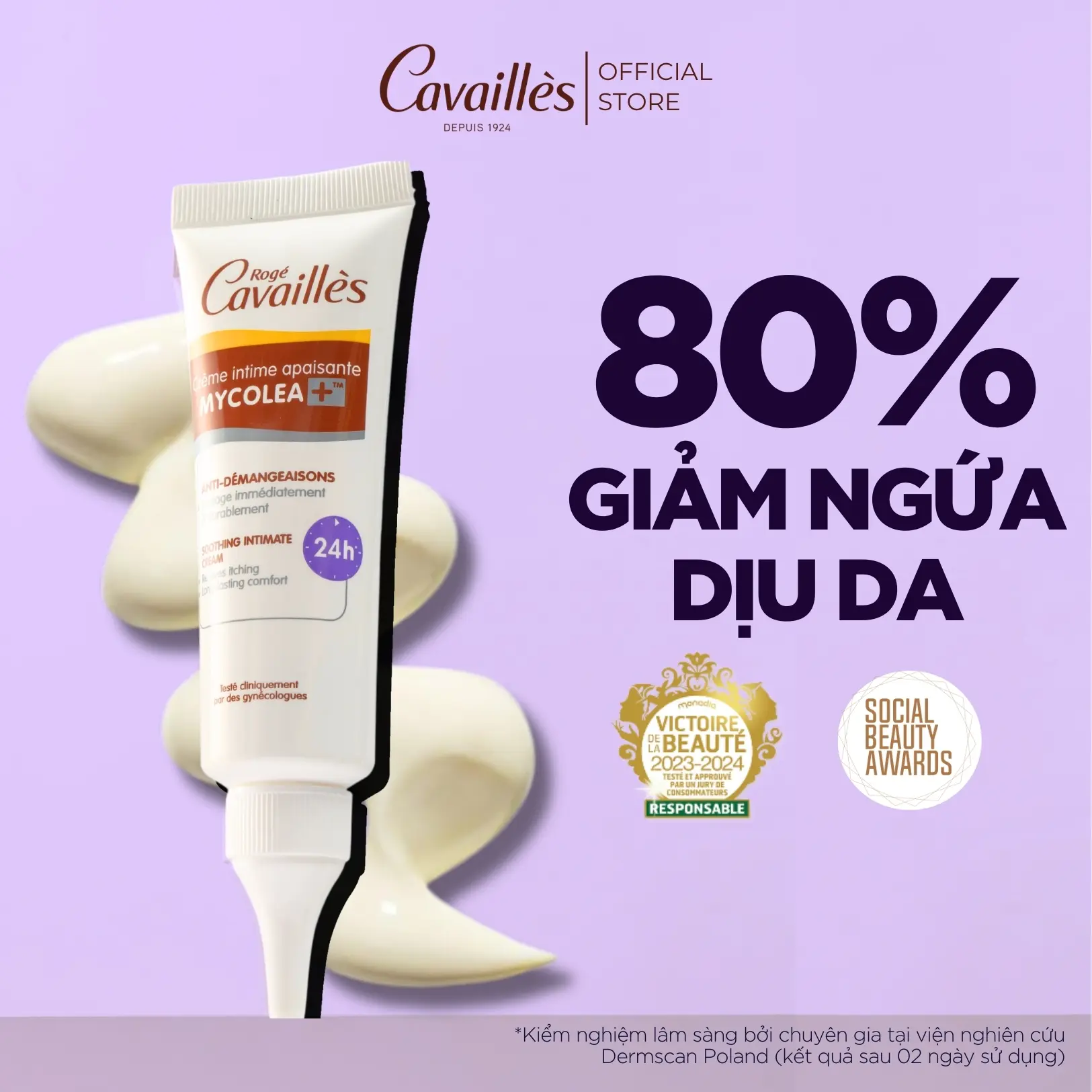 Kem Bôi Vùng Kín Hỗ Trợ Giảm Ngứa MYCOLEA+ CAVAILLÈS 50ml