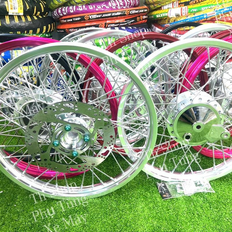 Bánh căm gắn Future 125 Future Led Wave 100 Wave 110 Đĩa Bằng Căm Đùm Mạ Crôm Kèm Đĩa Ốc Má và Pad Kiểu Niềng nhôm Solute Shopper Shark của Thái Lan có nhiều màu Lựa Chọn Gắn Vừa Như Zin Không Chế - Phụ Tùng - Phụ Kiện