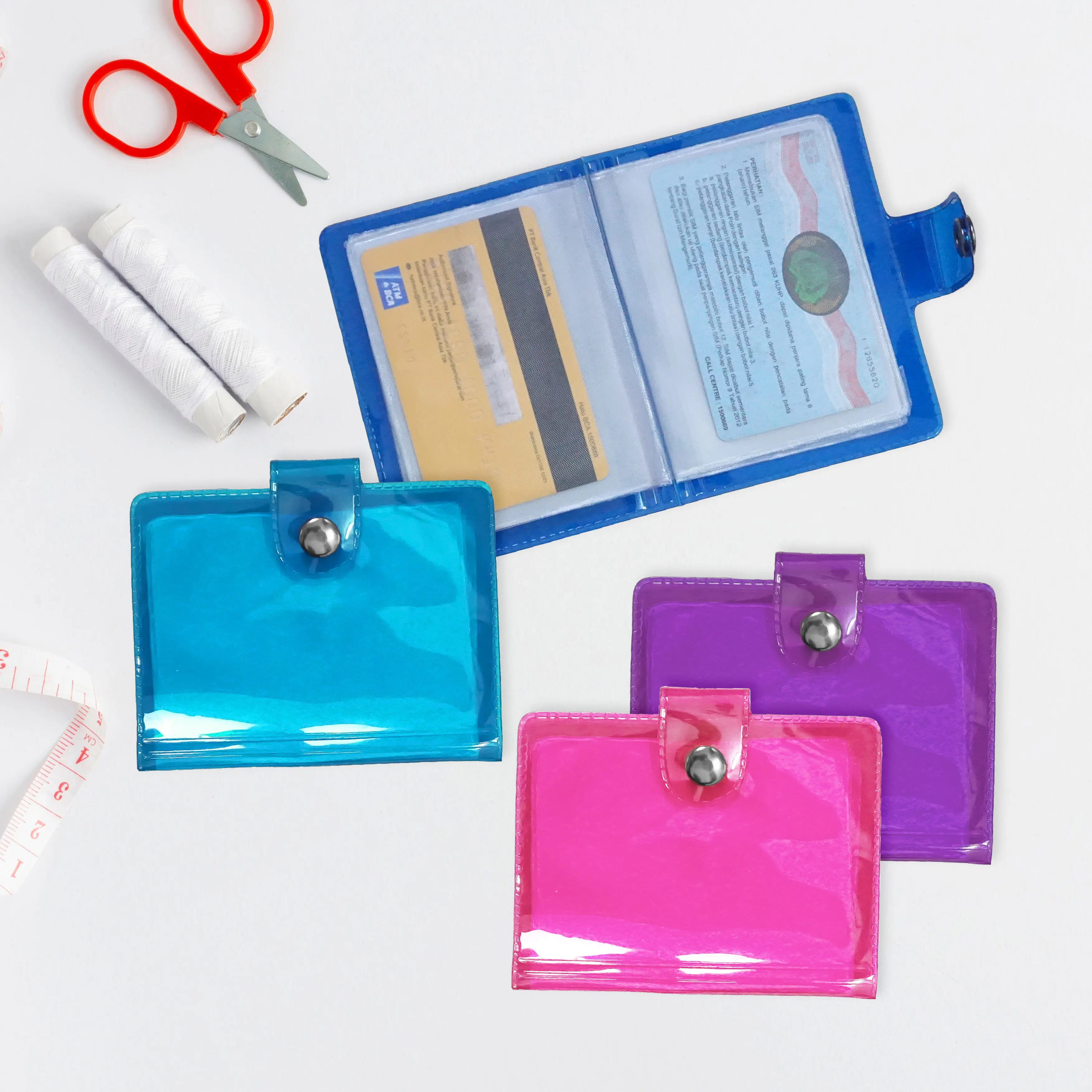 ALESHA 064 DOMPET KARTU KANCING / DOMPET MINI TRANSPARAN / DOMPET ALBUM LOGAM DAN KARTU