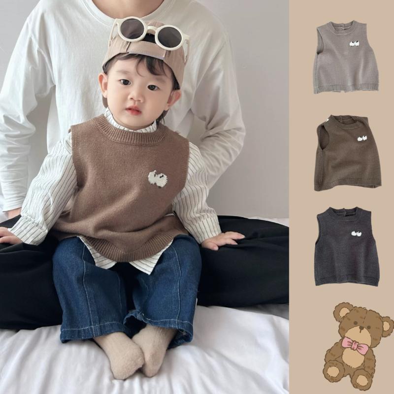 Áo Vest Trẻ Em Cổ Điển Mùa Xuân Và Mùa Thu, Phong Cách Hàn Quốc, Dành Cho Bé Trai Và Bé Gái, Dệt Kim, Áo Vest Xẻ Tà, Hàng Mới Về