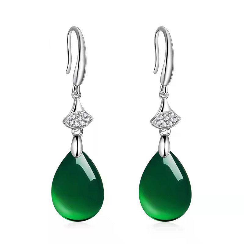 Product Introduction of Hoa Tai Bạc, Thiết Kế Thanh Lịch, Dành Cho Phụ Nữ, Chalcedony Và Mã Não Xanh, Bán Chạy Trên Internet, Hoa Tai Dài Ngọc Lục Bảo Mới, Hoa Tai Chống Trang Sức 26