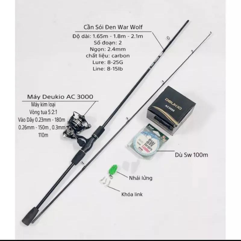 Bộ cần câu lure đứng sói đen - combo đầy đủ như hình Fishing