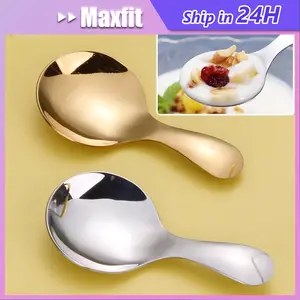 Sendok Stainless Steel Lucu Gagang Pendek Sendok Es Krim Teh Kopi Sendok Anak