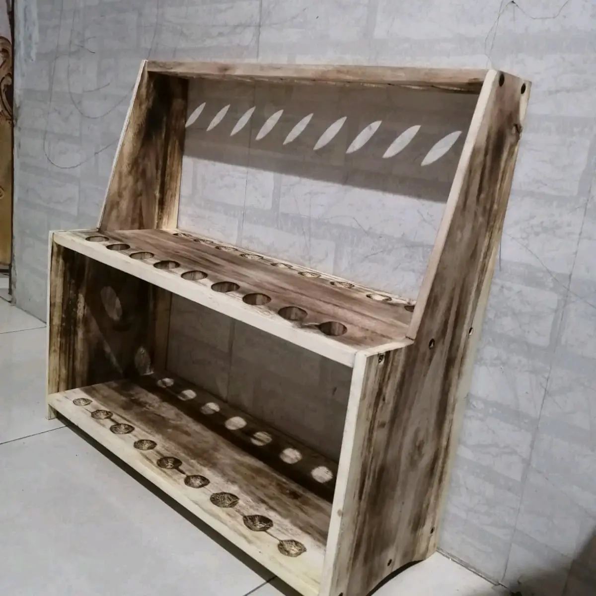 Rak Keris18 Lubang Dudukan Keris Tatakan Keris Bahan Kayu Homemade