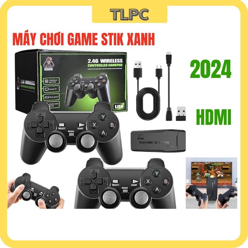 Máy chơi game Stick 4K 64GB HDMI Bản Pro Kết Nối TiVi Kèm 2 tay cầm không dây và 20000 game bản 2024 Chơi Điện Tử