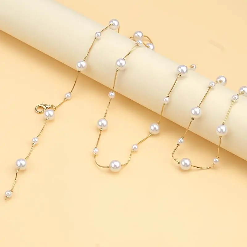 New Arrival Women'S Real Pearl Waist Chain Simple Dangling Design 925 Silver Golden-Plated Chain with Natural Pearls Versatile Jewelry Set Including Adjustable Buckle double  buckle  grips colombian waist belt business casual waistband 1