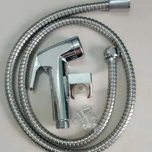 Jet Shower Toilet Chrome Cebok - Bidet Chrome Toilet Closet 1 Set dengan Selang Panjang 1,2 M & Kualitas Baik PVC WC