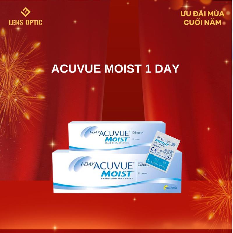 Kính áp tròng Acuvue Moist 1 day không màu, lens trong suốt dùng 1 lần 0