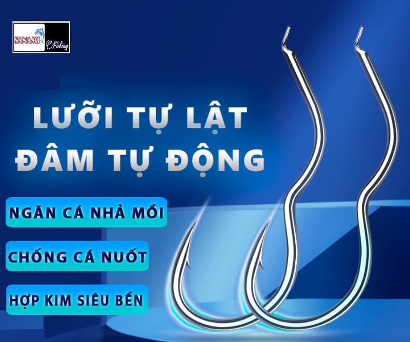 Lưỡi Câu Cá Tự Lật, Lưỡi Móc Lật Tự Động Có Ngạnh Chống Cá Nuốt Lưỡi Hiệu Quả ( Vỉ 12 Lưỡi ) LC10 - Sanami Fishing