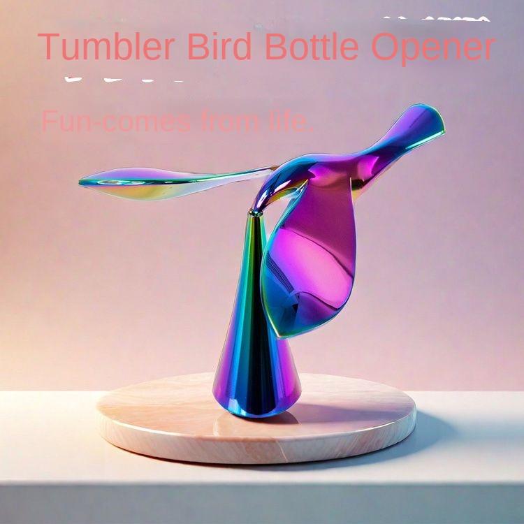 Vibrant Flying Bird Bottle Opener - 3D Metal Sculpture Balancing Bird ...