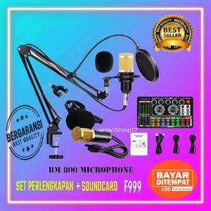 PAKET LENGKAP SOUNDCARD F999 CONDENSER MIC MICROPHONE BM800