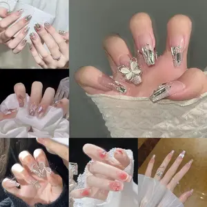 24Pcs 3D Kuku Palsu Grosir Kuku Nail Alat Perawatan Kuku Perawatan Kecantikan Kuku Kaki Palsu kuku  palsu