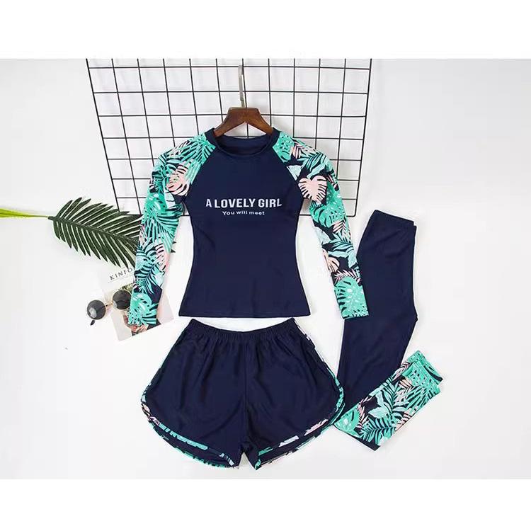 Product Introduction of Women's Swimwear Two-Piece Three-Piece Set New Conservative Sun Protection Long Sleeve Long Pants Diving Ladies Hot Spring Swimsuit 10