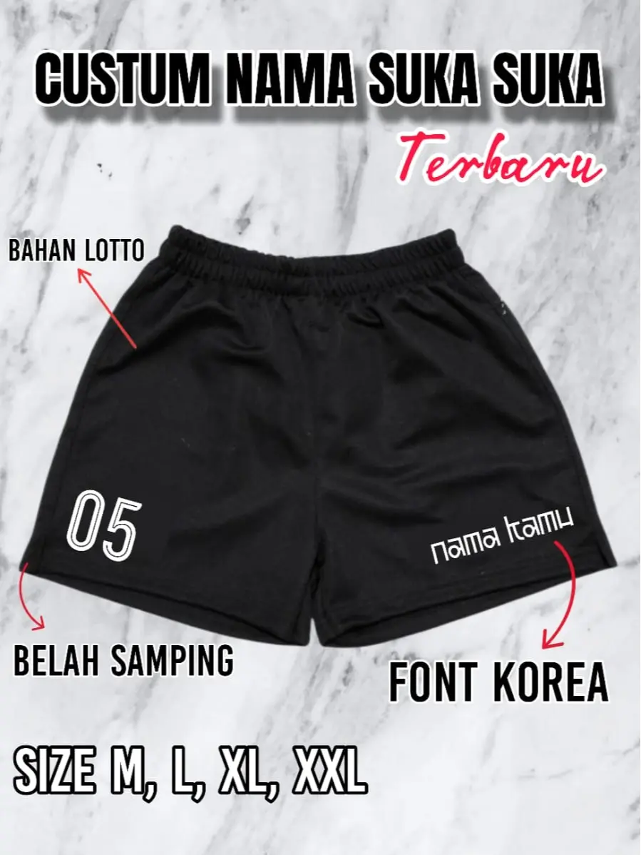 Celana Voli Custom Nama Font Korea Terbaru/ Celana Voli Cewek Cowok Sport