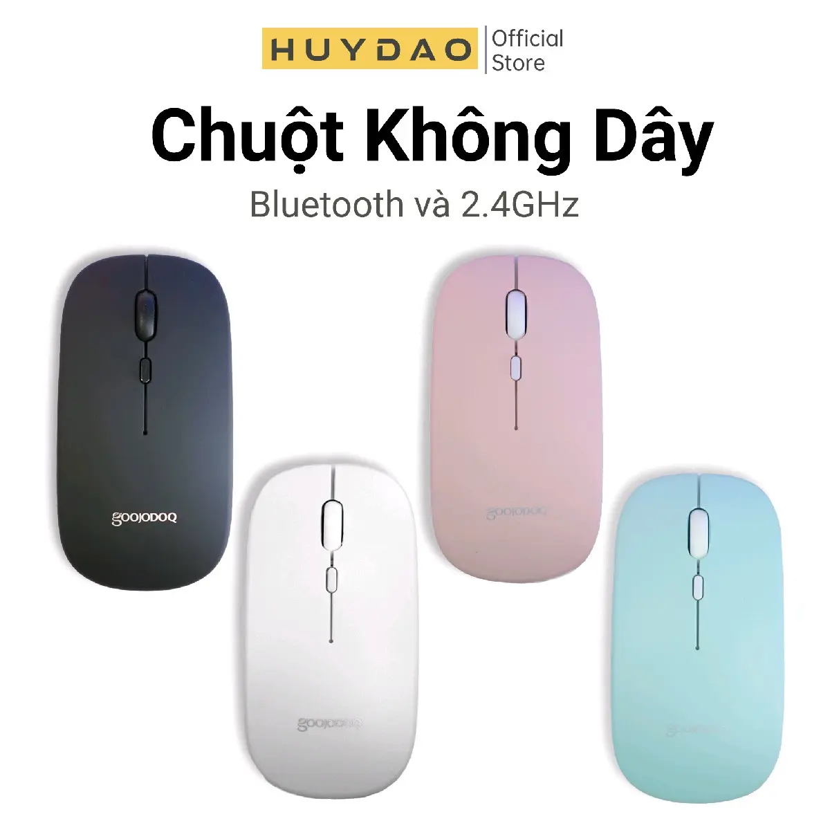 Chuột không dây Goojodoq chống ồn, pin sạc - Bluetooth và 2.4GHz - 2 trong 1