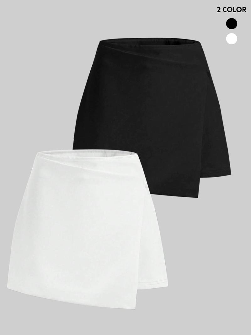 Product Introduction of Women's Solid Wrap Asymmetrical Hem Skirt, Casual High Waist Short Skirt for Daily Wear, Ladies Bottoms for All Seasons, Clothing 6