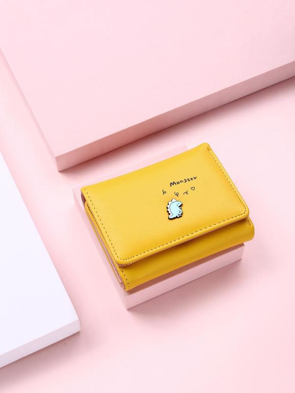 Cute Little Dinosaur Cartoon Short Wallet for Women, Plain Simple Ladies Trifold Small Women Purses, Everyday Purse, Cute Accessories As Gift 4