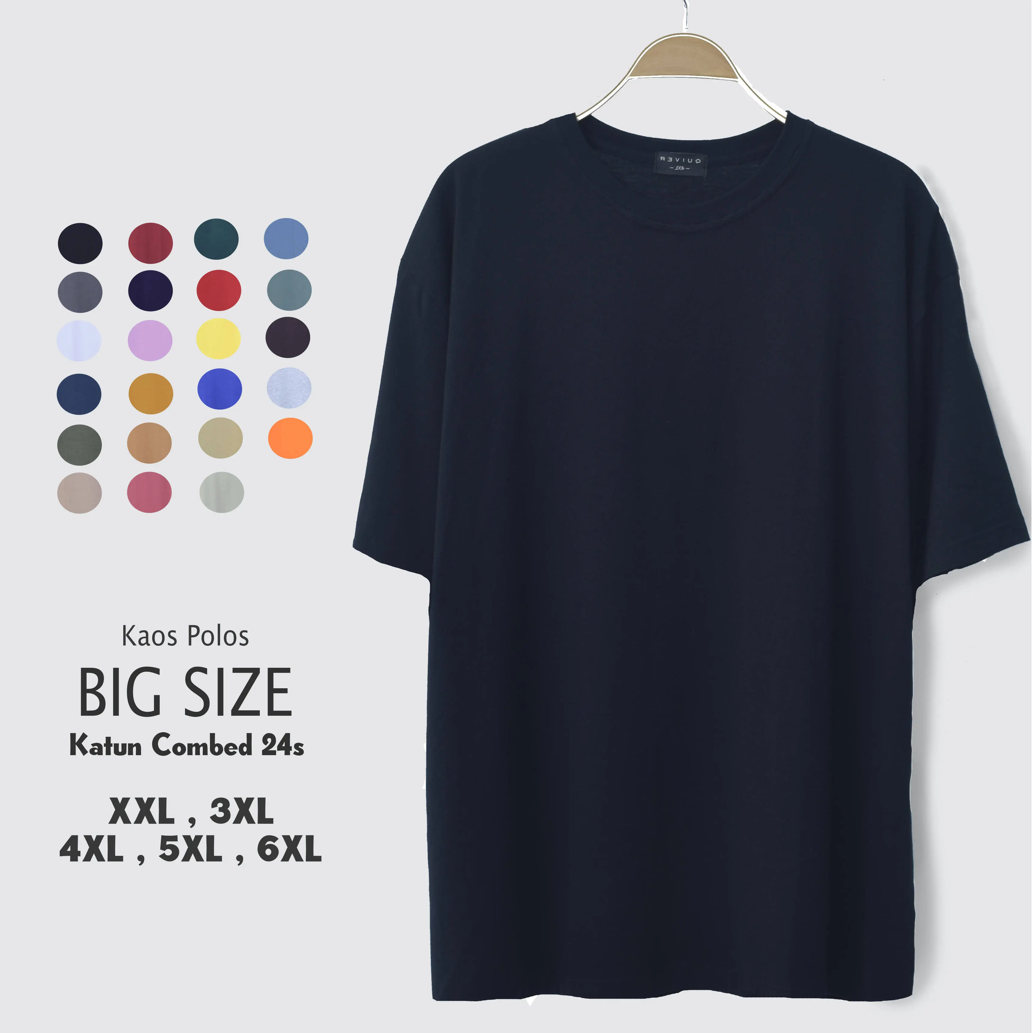 Kaos Pria Polos jumbo Big Size XXL 3XL 4XL 5XL 6XL Quiver Oversize Combed