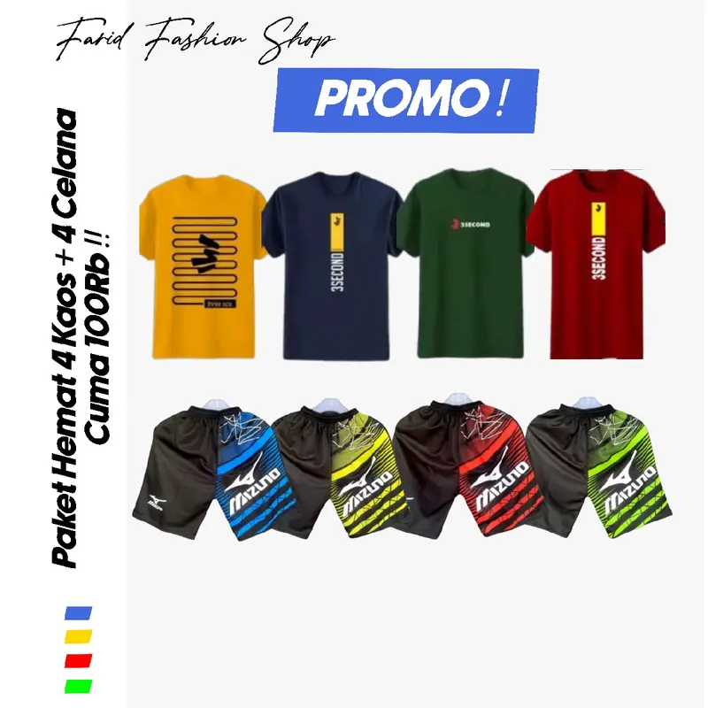 PAKET HEMAT 4 kaos + 4 celana kolor  100 Rb 0