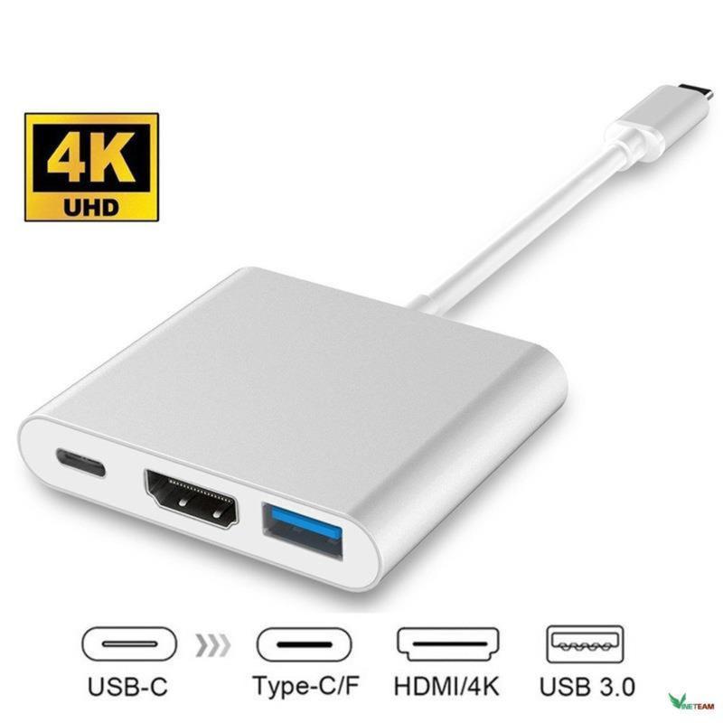 Hub Type C 3 trong 1 to HDMI 4K-30Hz cho Macbook/iPad/Laptop, Hub chuyển đổi type C sang HDMI, Cổng chuyển đổi Type C