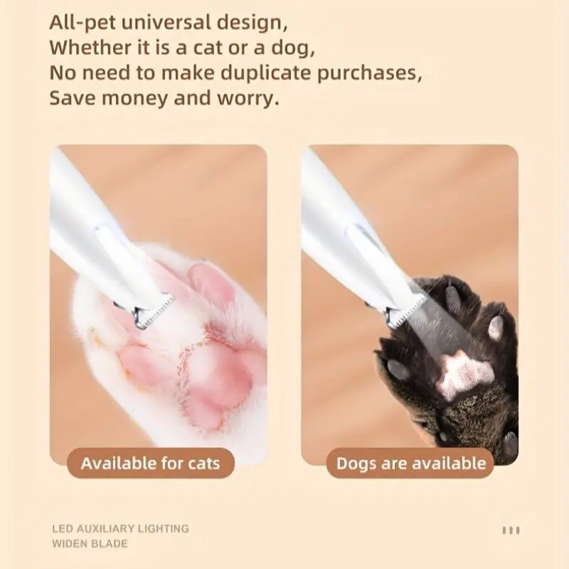 Rechargeable Pet Hair Trimmer Kit, 1 Set Pet Paw Hair Trimmer with LED Light, Pet Grooming Tool, Dog & Cat Grooming Supplies 7